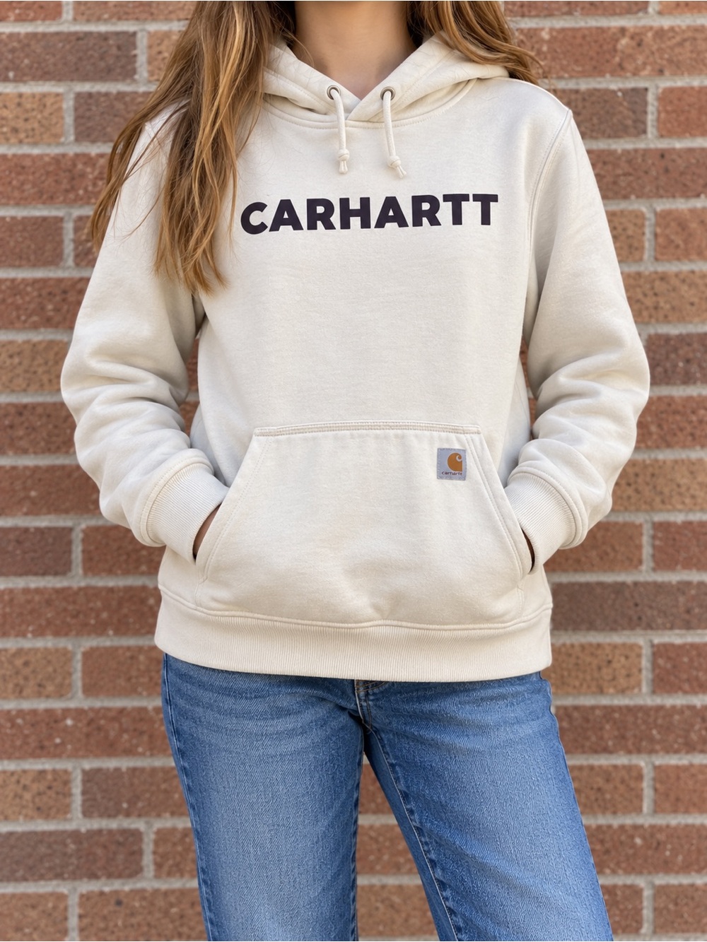 Carhartt Cream Logo Pullover Hoodie